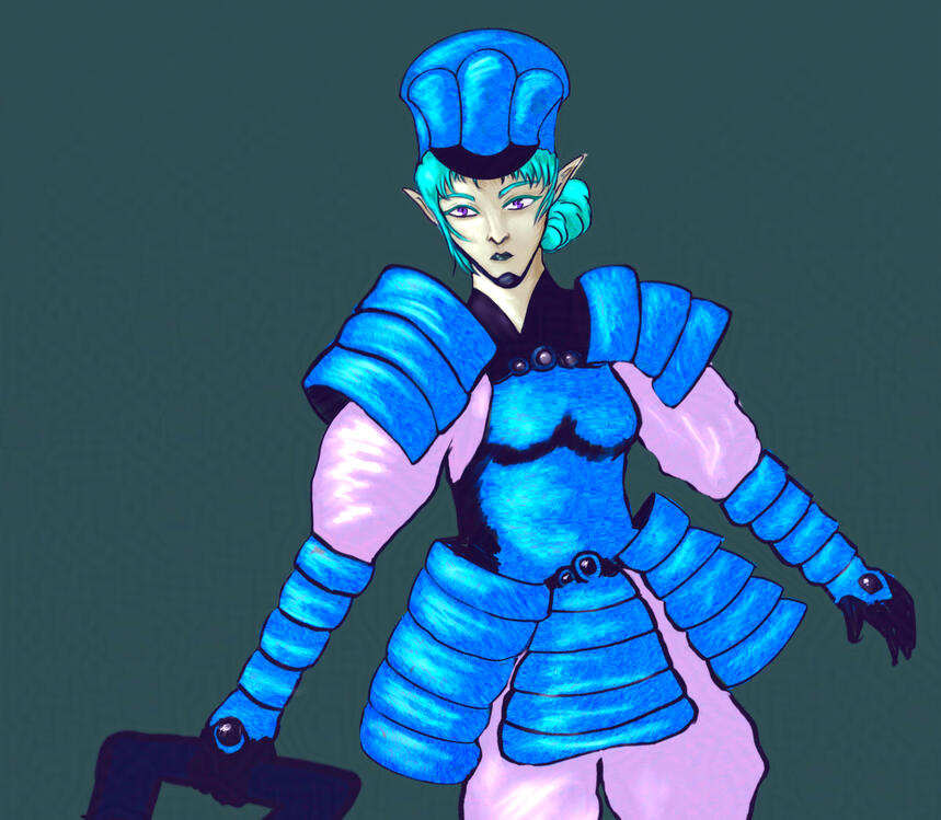 Lord Seiran armor. Lord Seiran armor. Art by Nancy Foster. AI scraping not allowed.